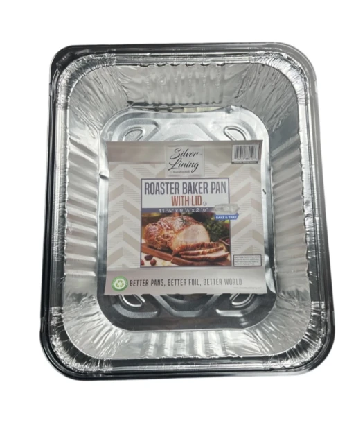 SILVER LINING ROASTER BAKER PAN WITH LID 11 3/4 X 9 1/4 X 2 /12 INCH