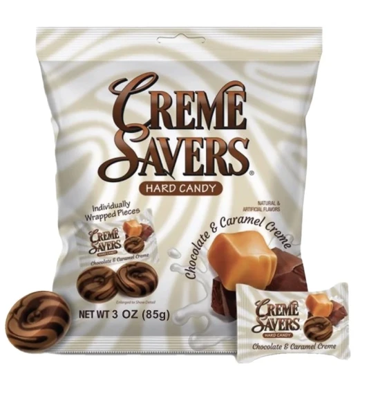CRÃˆME SAVERS HARD CANDY CHOCOLATE AND CARAMEL 3 OZ
