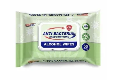 ANTI BACTERIAL ALCOHOL WIPES 50 COUNT 75%