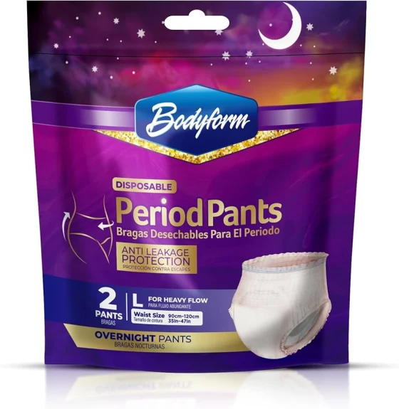 BODYFORM PERIOD PANTS 2 PANTS LARGE FOR HEAVY FLOW