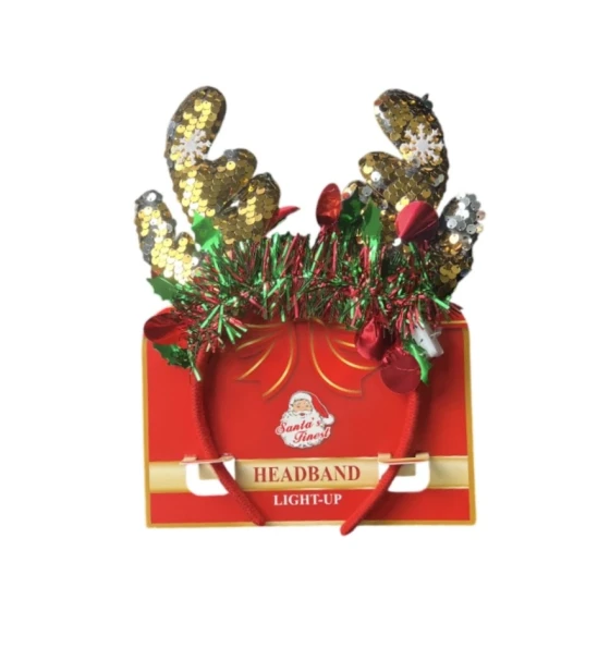 HEADBAND WITH ANTLERS SEQUIN LIGHT UP