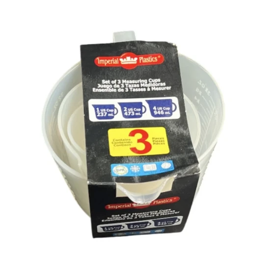 SET OF 3 MEASURING CUPS 1,2 AND 4 US CUP SIZES