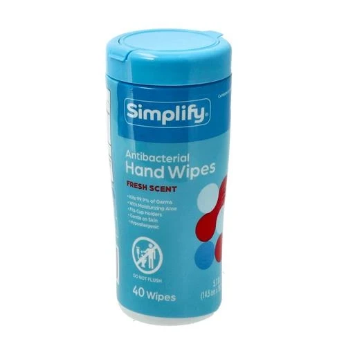 SIMPLIFY ANTIBACTERIAL HAND WIPES 40 COUNT