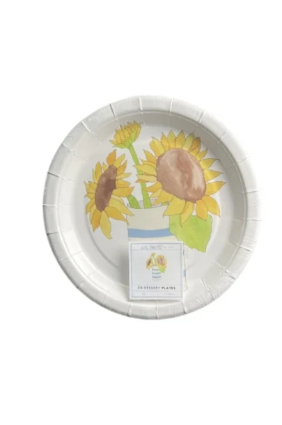 SARA FITZ SUNFLOWER 7 INCH DESSERT PLATES 24 COUNT