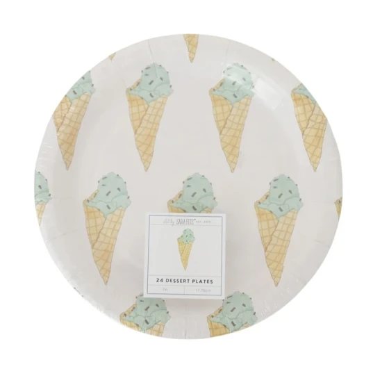 SARA FITZ ICE CREAM 7 INCH DESSERT PLATES 24 COUNT