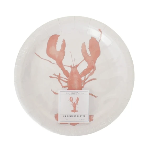 SARA FITZ LOBSTER 7 INCH DESSERT PLATES 24 COUNT