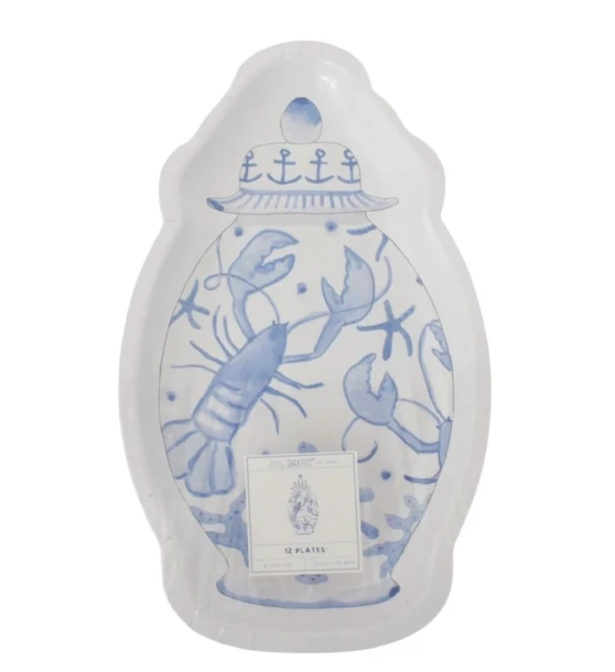 SARA FITZ BLUE LOBSTER 6 INCH PLATES 12 COUNT