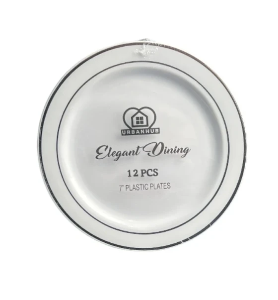 URBANHUB ELEGANT DINING 7 INCH PLASTIC PLATES 12 COUNT