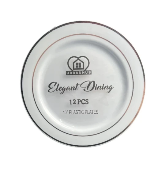 URBANHUB ELEGANT DINING 10 INCH PLASTIC PLATES 12 COUNT