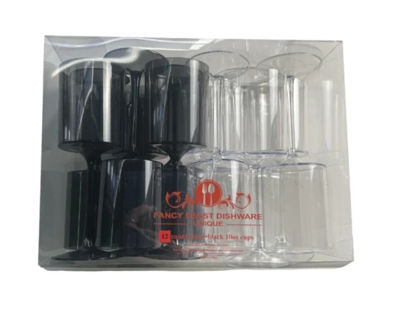 FANCY FEAST DISHWARE 12 COUNT BLACK AND CLEAR 10 OZ