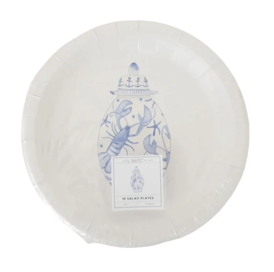 SARA FITZ BLUE LOBSTER 8 INCH SALAD PLATES 16 COUNT