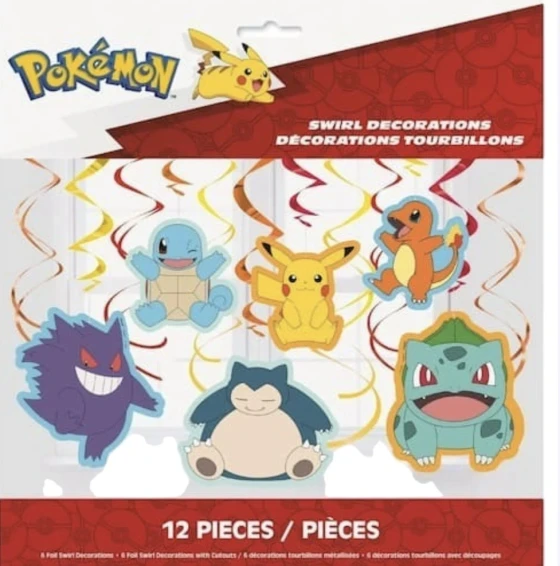 POKEMON SWIRL DECORATIONS 12 PIECES