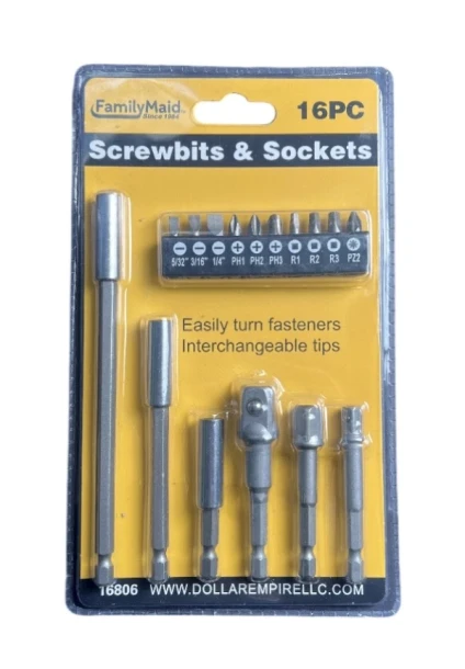 SCREWBITS AND SOCKETS 16 PC