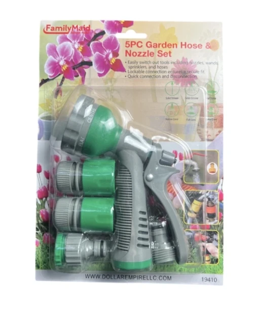 5PC GARDEN HOSE AND NOZZLE SET