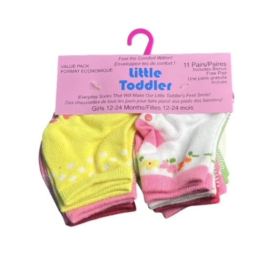 LITTLE GIRL TODDLER SOCKS 11 PAIRS 12-24 MONTHS