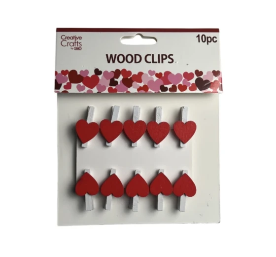 VALENTINES DAY WOOD CLIPS