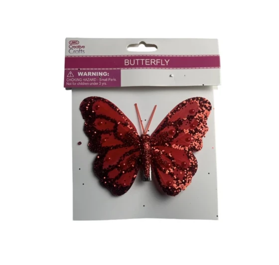 RED GLITTER BUTTERFLY