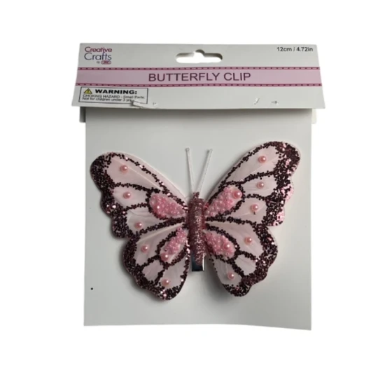 PINK GLITTER BUTTERFLY CLIP