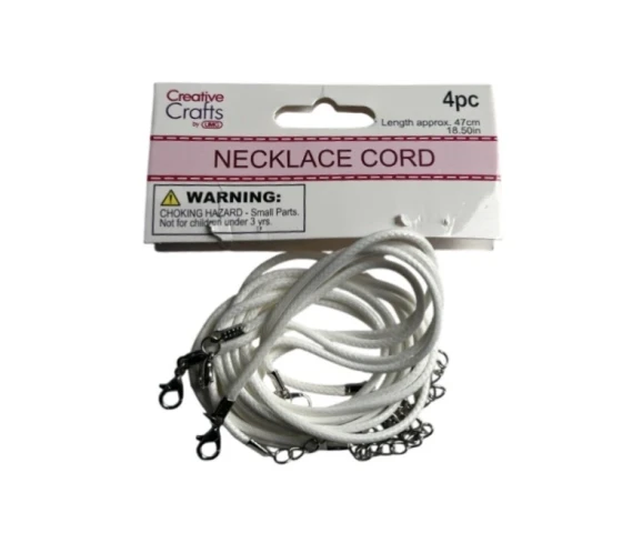 WHITE NECKLACE CORD 4 PC