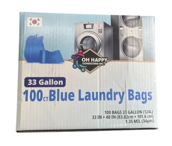 100 COUNT BLUE LAUNDRY BAGS 33 GALLON