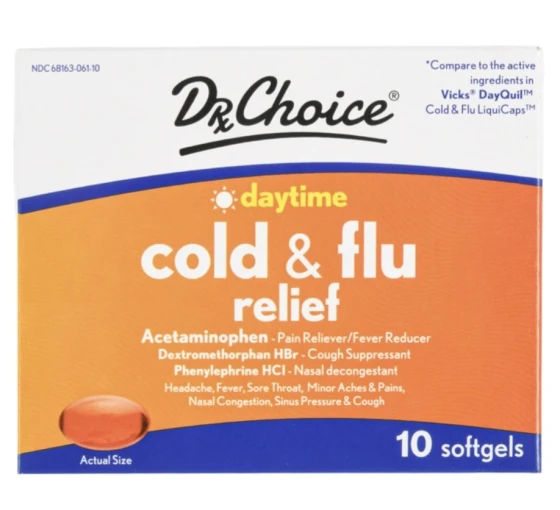DR CHOICE COLD AND FLU RELIEF DAYTIME 10 SOFT GEL