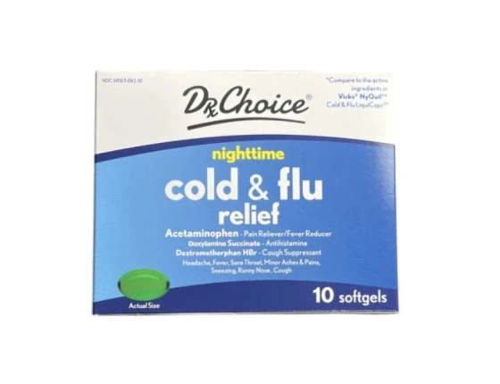 DR CHOICE COLD AND FLU NIGHTTIME RELIEF 10 SOFT GEL