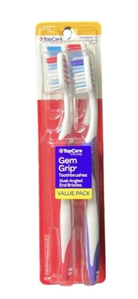 TOPCARE GEM GRIP TOOTHBRUSH GEM GRIP 2 COUNT