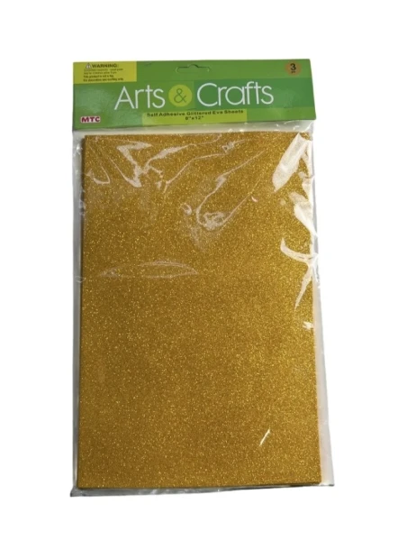 GOLD SELF ADHESIVE GLITTERED EVA SHEETS 8 X 12 INCH
