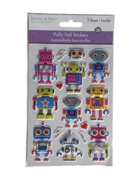 ROBOT PUFFY FOIL STICKERS