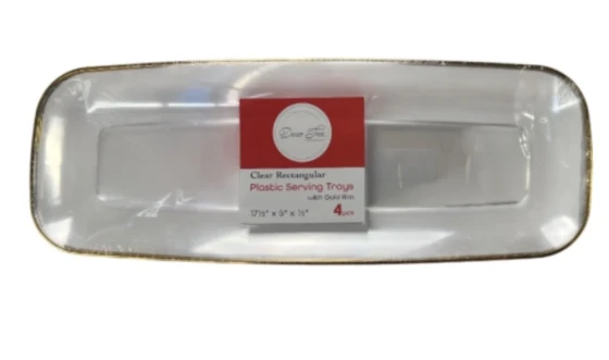 CLEAR RECTANGULAR PLASTIC PLATTER