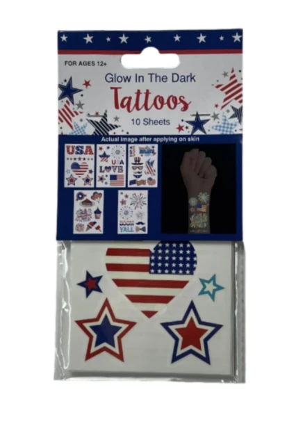 PATRIOTIC GLOW IN THE DARK TATTOOS