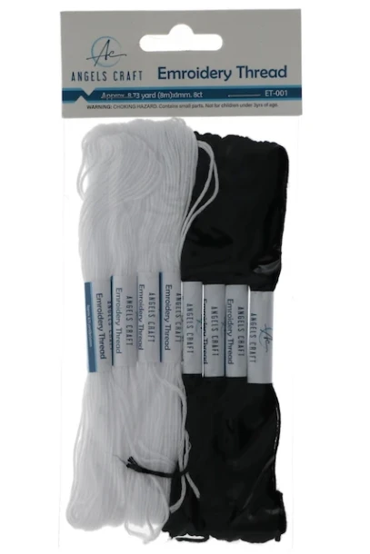 BLACK AND WHITE EMBROIDERY THREAD