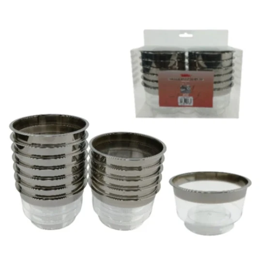 4.99 12 PK DESSERT CUP SILVER RIM 4 OZ