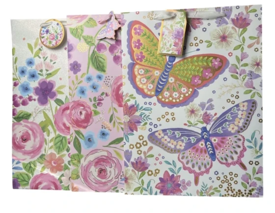 XL BUTTERFLY FLORAL GIFT BAG