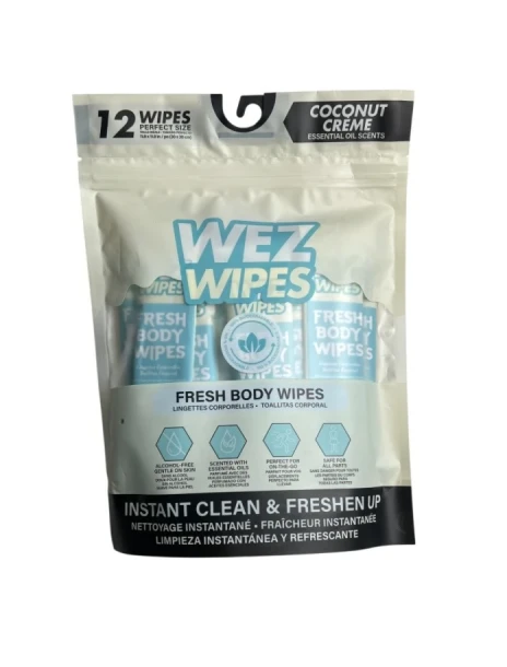 2.99 WEZ WIPES COCONUT CRÈME 12 WIPES