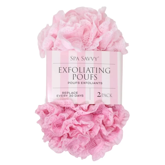 4.99 SPA SAVVY EXFOLIATING POUFS 2 PACK