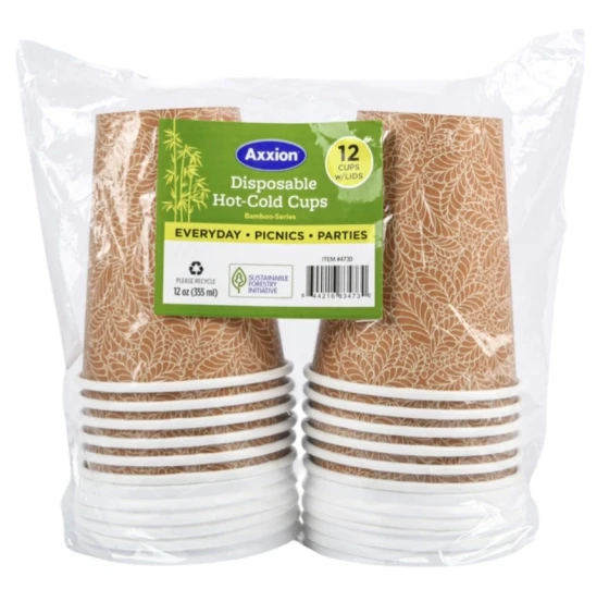 2.49 DISPOSABLE HOT-COLD CUPS 12 COUNT WITH LIDS 12 OZ