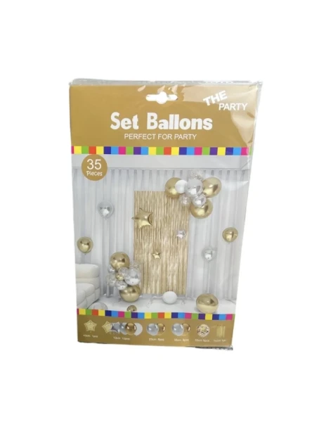 4.99 GOLD AND SILVER 35 PCS SET BALLOONS