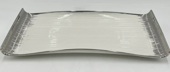 12.99 14.5"x7.5" PLATE W/SILVER DESIGN-RECTANGLE