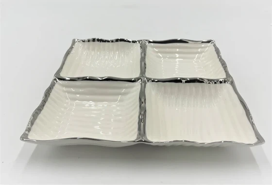 11.99 10" - 4 SECTION PLATE-SILVER RIM