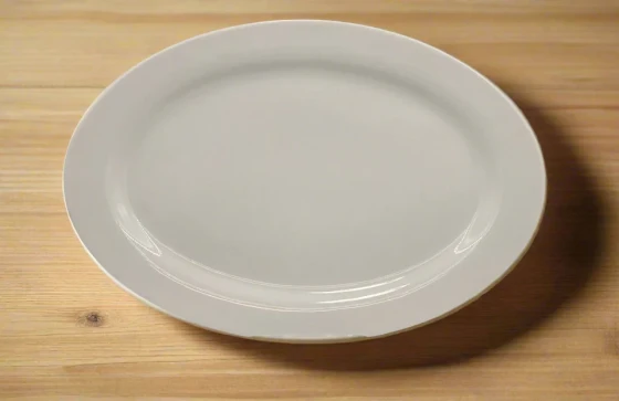 3.99 12"x8" PLATTER-OVAL-WHITE