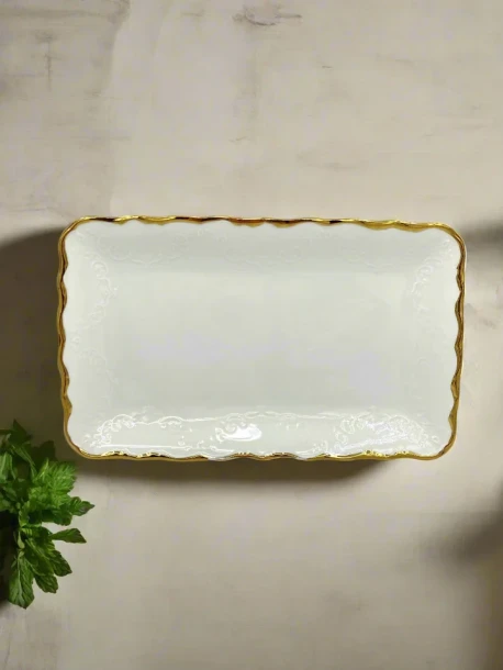 7.49 12"x7.25" PLATTER-GOLD DESIGN