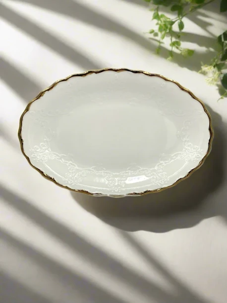 6.99 12"x8" PLATTER -GOLD DESIGN-OVAL