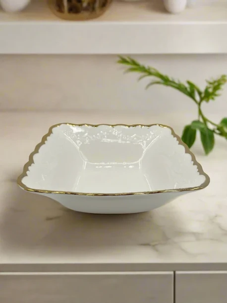 7.49 8.25"x4.25"BOWL-GOLD DESIGN-SQUARE
