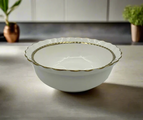 10.99 9.25"x3.75" BOWL-GOLD DESIGN-ROUND