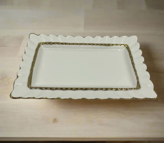 6.99 10"x6.5" PLATTER-GOLD DESIGN