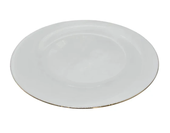 3.99 10"OPAL DINNER PLATE-GOLD RIM