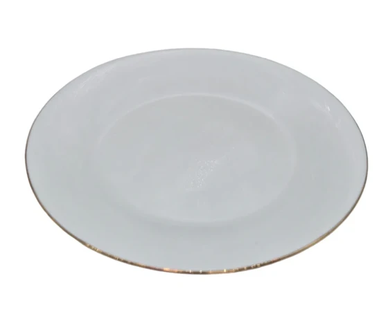 3.99 8"OPAL DESSERT PLATE-GOLD RIM