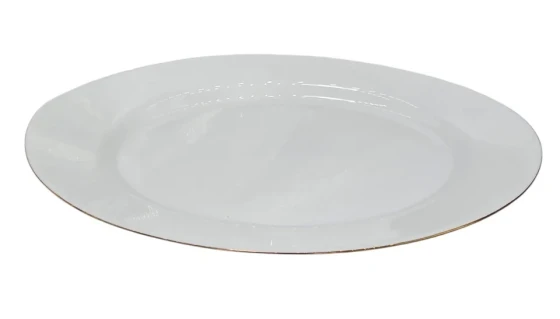 7.99 14"x10" OPAL PLATTER-GOLD RIM