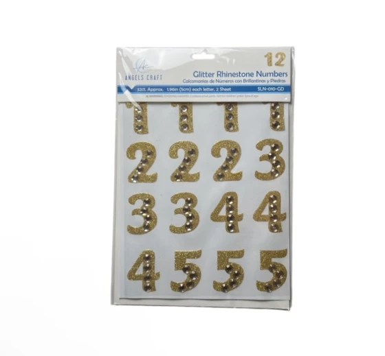 GOLD GLITTER RHINESTONE NUMBERS